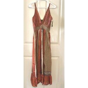 Junglee Bille Hippie Boho V-neck MIDI Dress NWT Free Size  B54 -